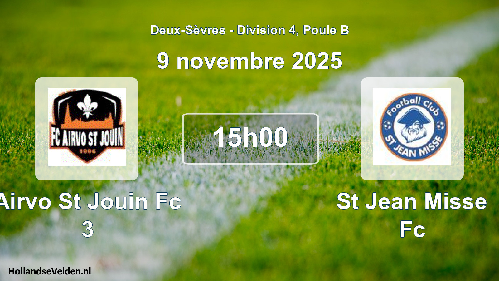 Geplande wedstrijd: Airvo St Jouin Fc 3 - St Jean Misse Fc (9 novembre 2025)