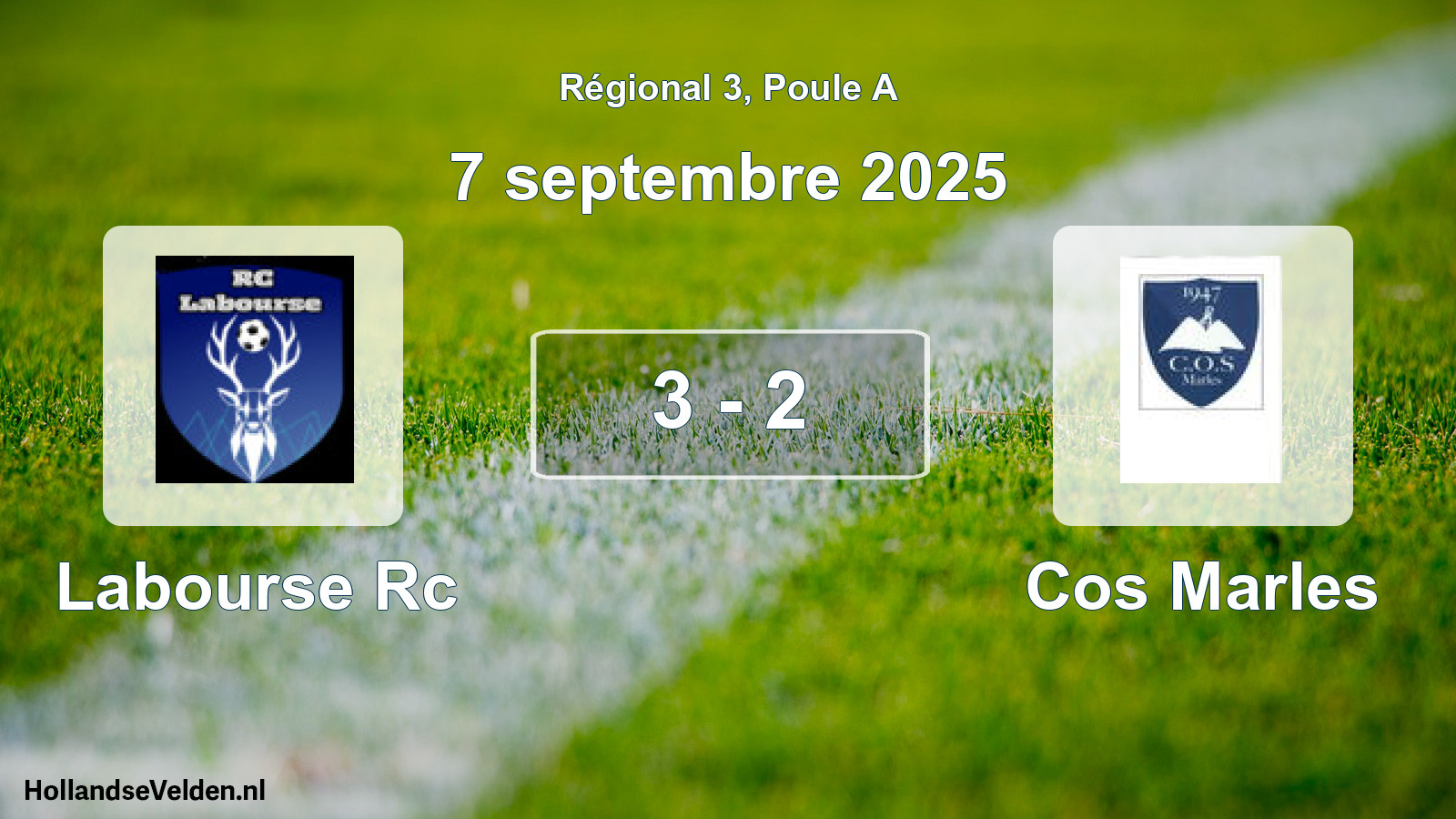 Total number of matches played: Labourse Rc - Cos Marles 3 - 2 (7 September 2025)