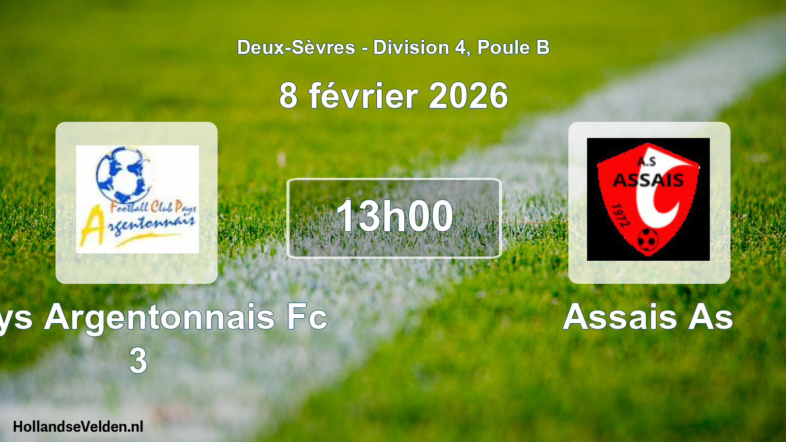 Geplande wedstrijd: Pays Argentonnais Fc 3 - Assais As (8 février 2026)