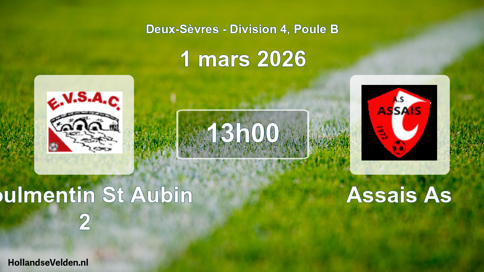 Geplande wedstrijd: Voulmentin St Aubin 2 - Assais As (1 mars 2026)