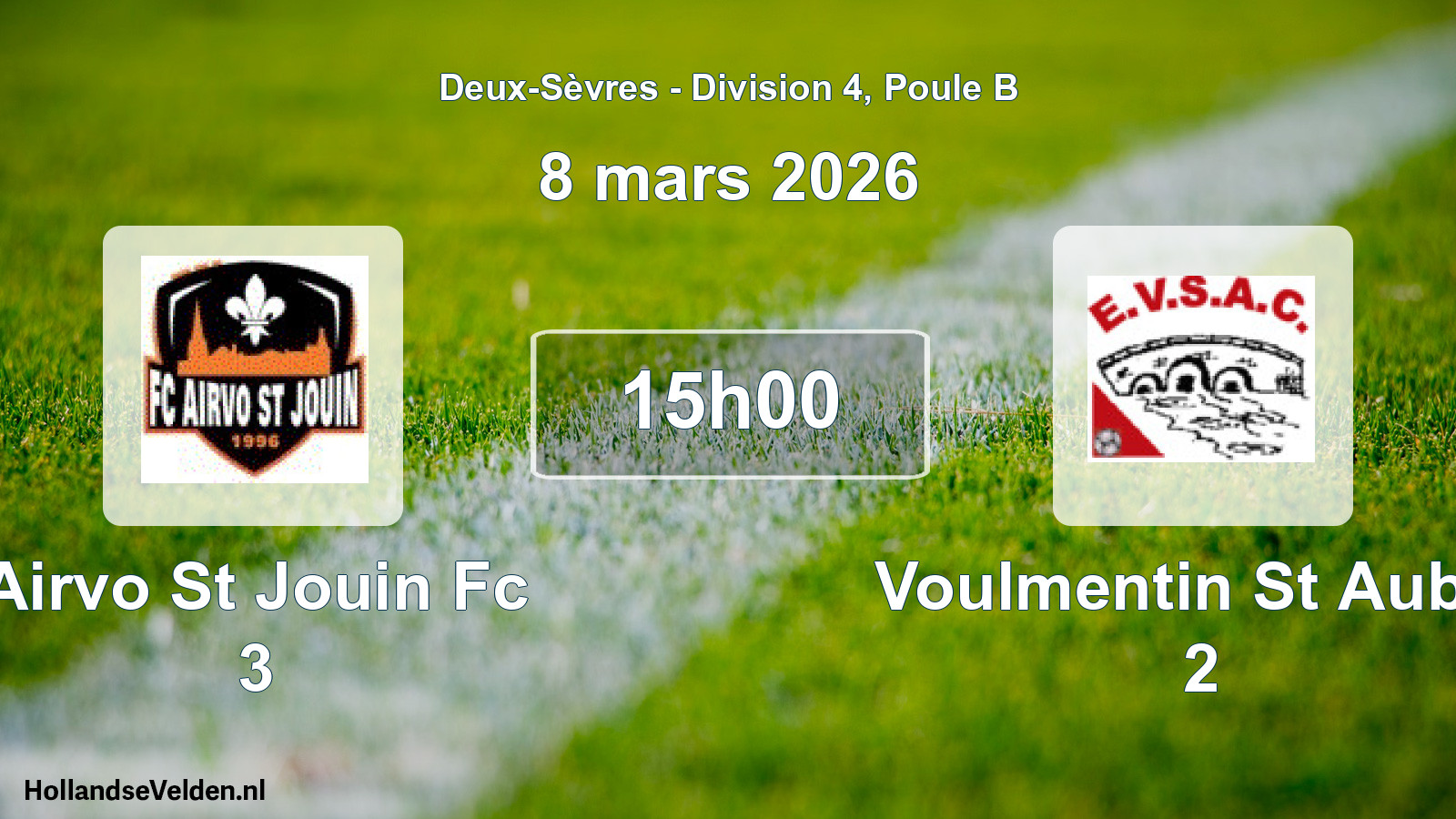 Geplande wedstrijd: Airvo St Jouin Fc 3 - Voulmentin St Aubin 2 (8 mars 2026)