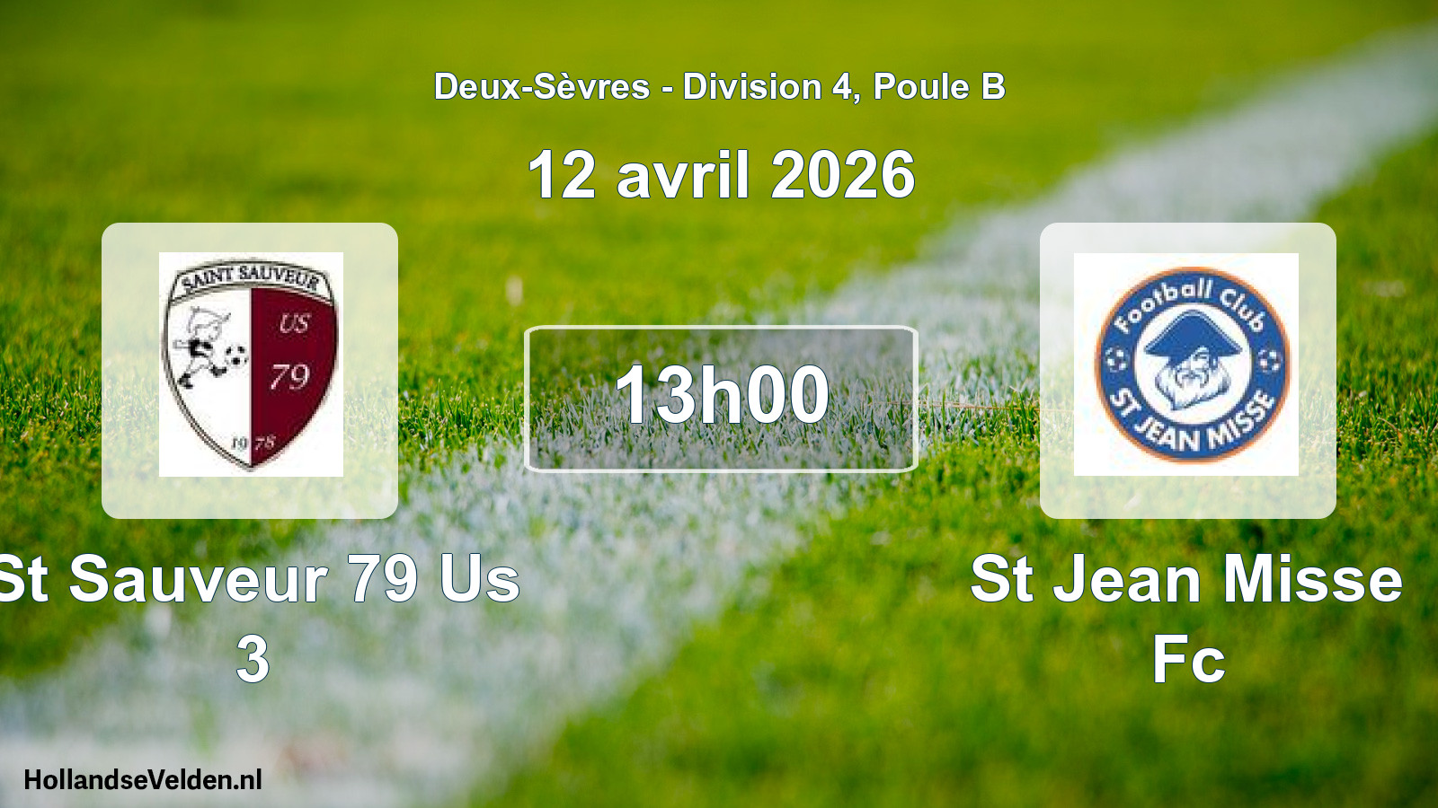 Geplande wedstrijd: St Sauveur 79 Us 3 - St Jean Misse Fc (12 avril 2026)