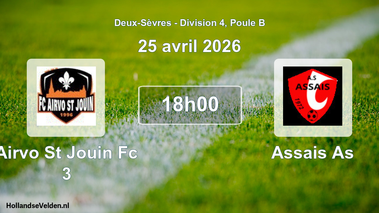 Geplande wedstrijd: Airvo St Jouin Fc 3 - Assais As (25 avril 2026)