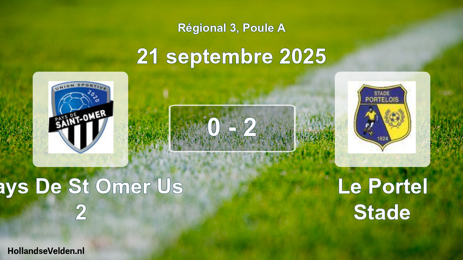 Gespeelde wedstrijd: Pays De St Omer Us 2 - Le Portel Stade 0 - 2 (21 septembre 2025)