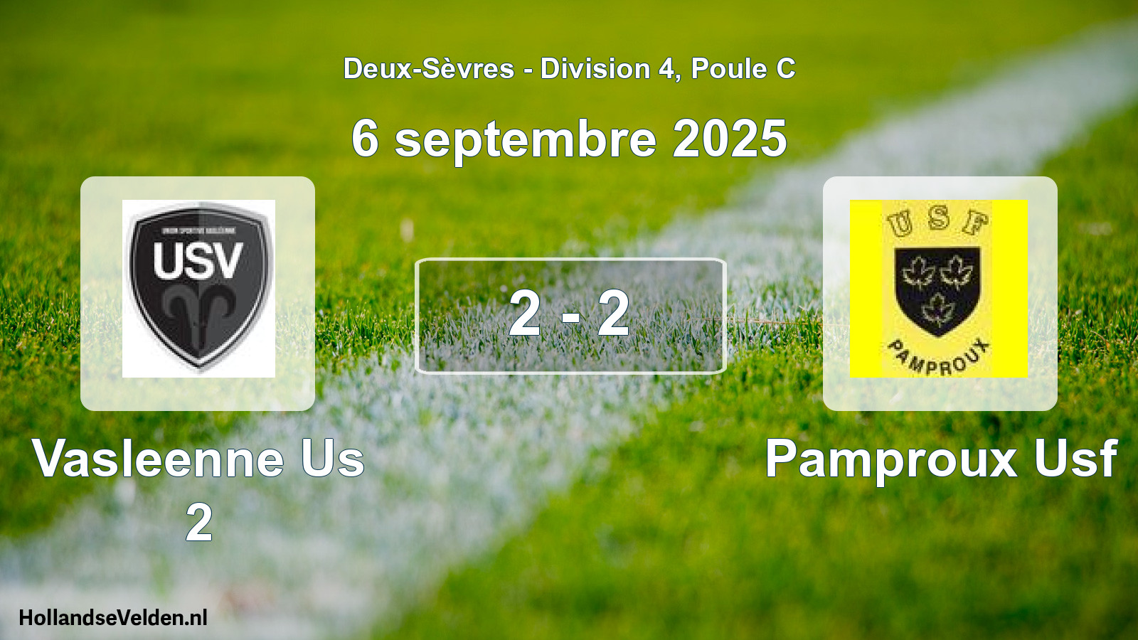 Gespeelde wedstrijd: Vasleenne Us 2 - Pamproux Usf 2 - 2 (6 september 2025)