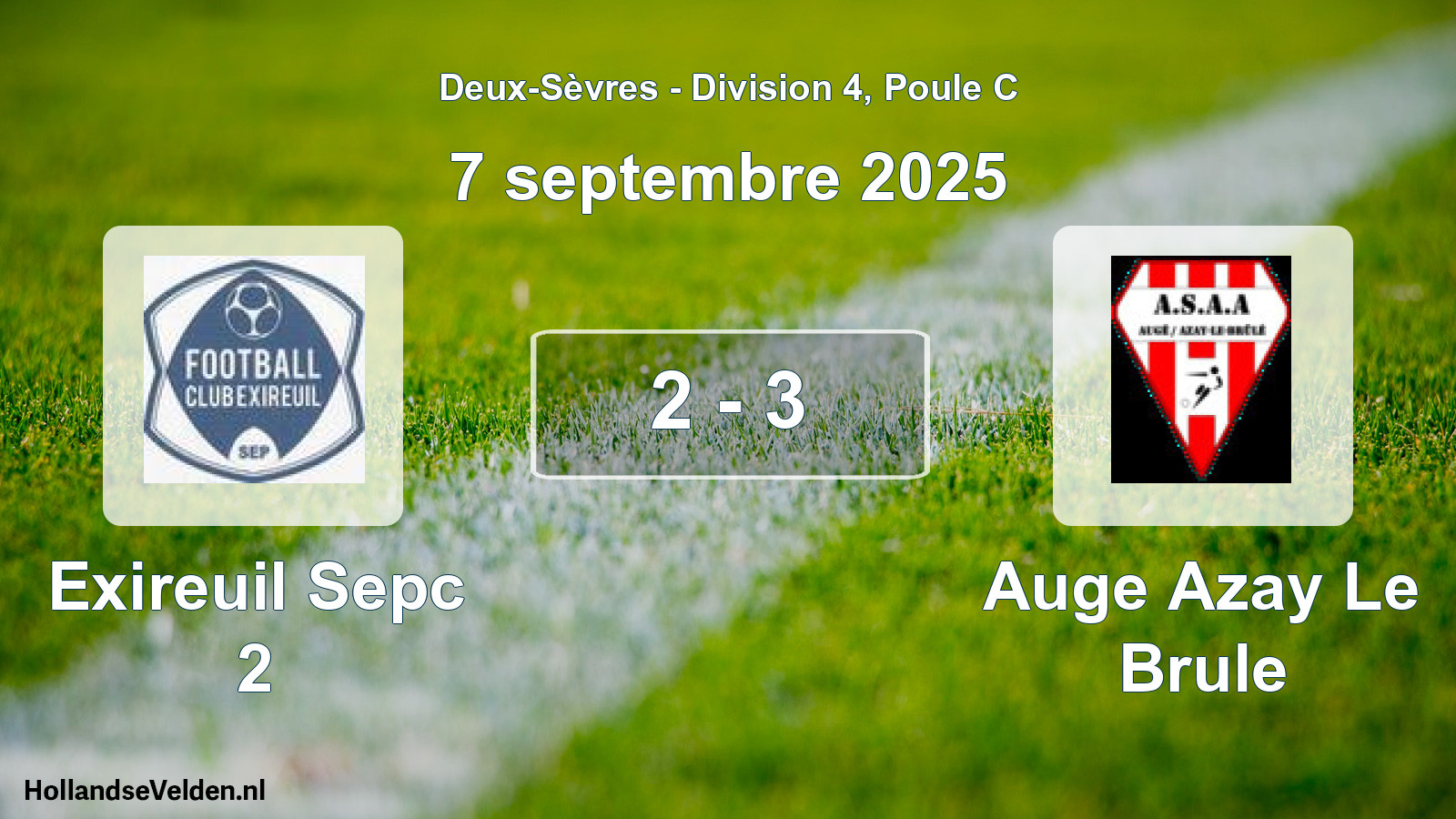 Gespeelde wedstrijd: Exireuil Sepc 2 - Auge Azay Le Brule 2 - 3 (7 september 2025)