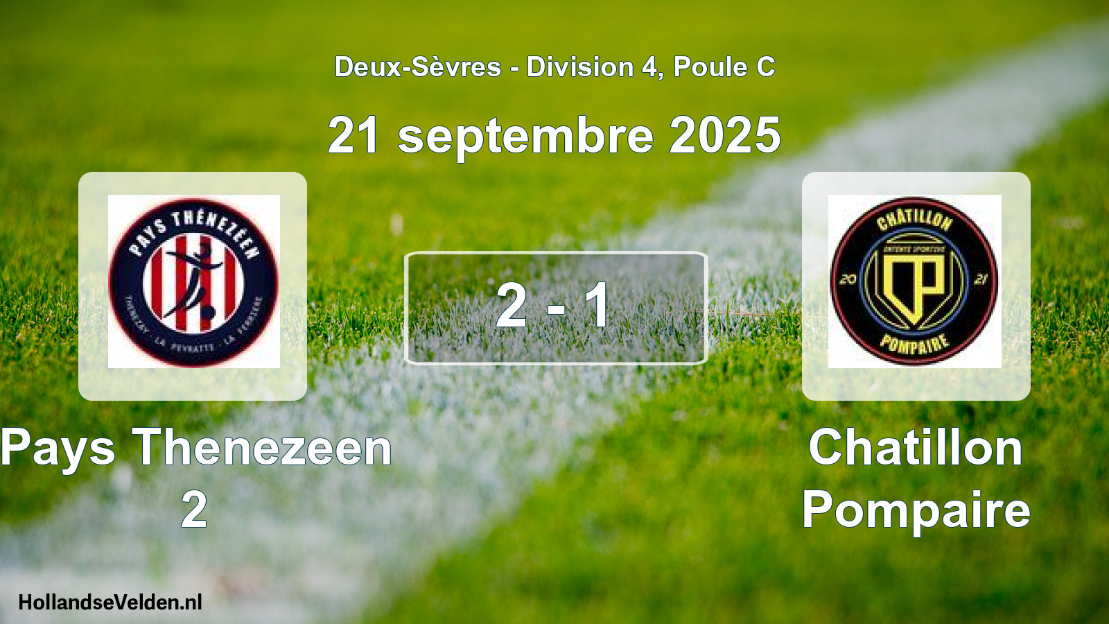 Gespeelde wedstrijd: Pays Thenezeen 2 - Chatillon Pompaire 2 - 1 (21 septembre 2025)