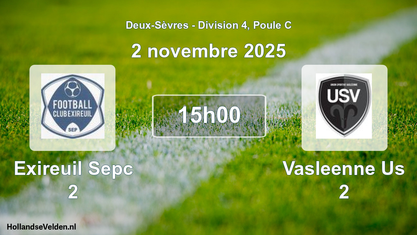 Geplande wedstrijd: Exireuil Sepc 2 - Vasleenne Us 2 (2 november 2025)