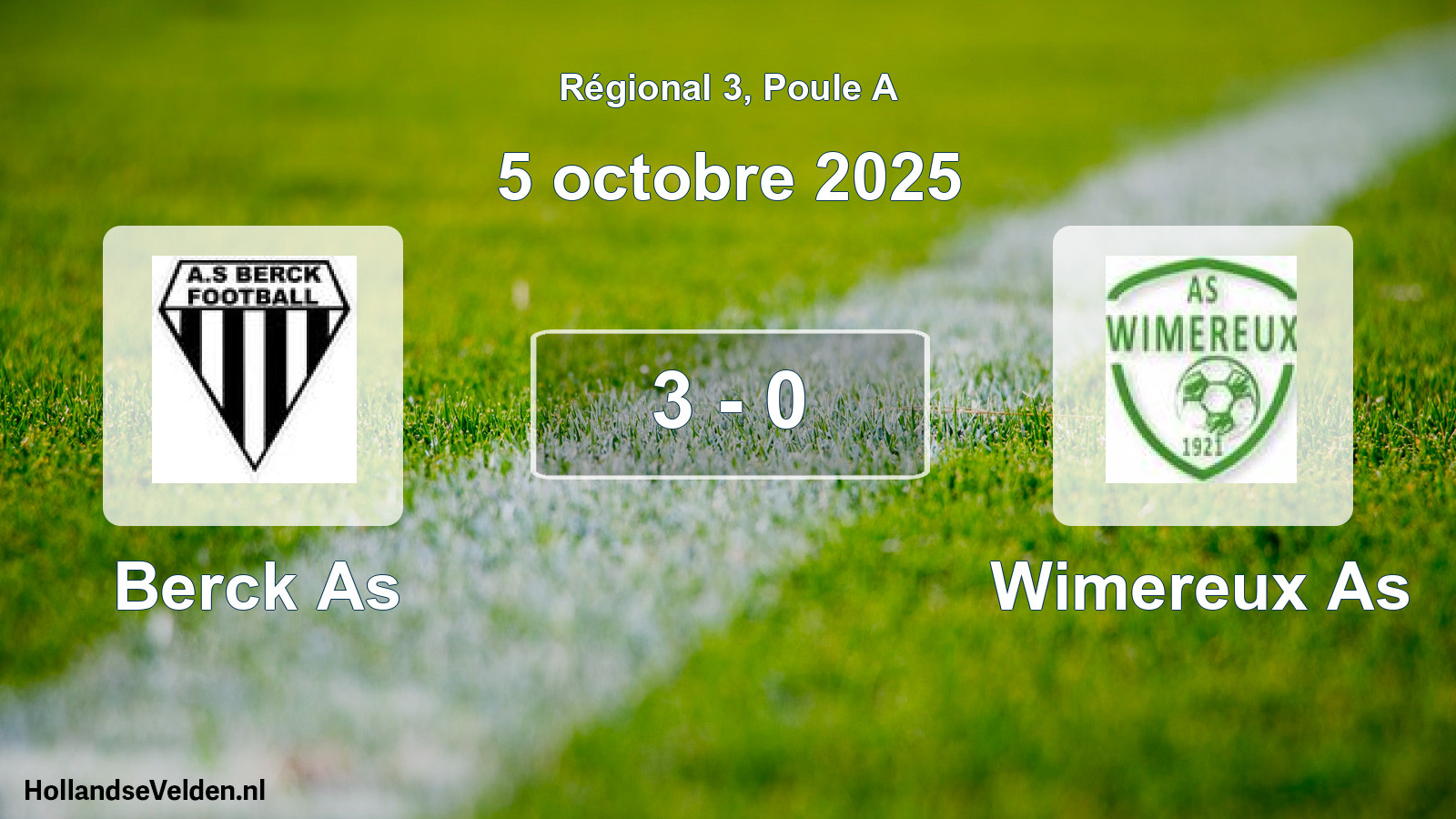 Gespeelde wedstrijd: Berck As - Wimereux As 3 - 0 (5 octobre 2025)