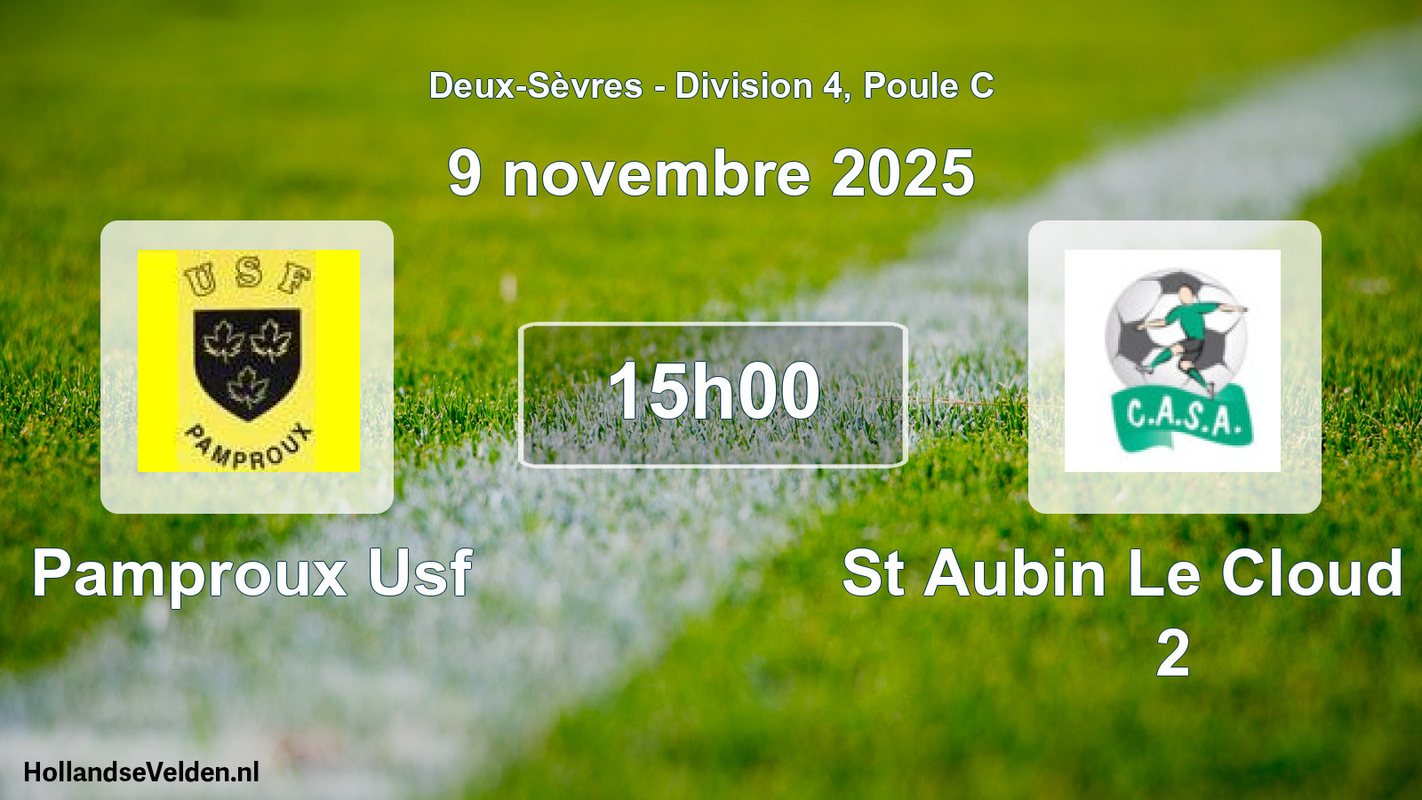 Geplande wedstrijd: Pamproux Usf - St Aubin Le Cloud Ca 2 (9 november 2025)