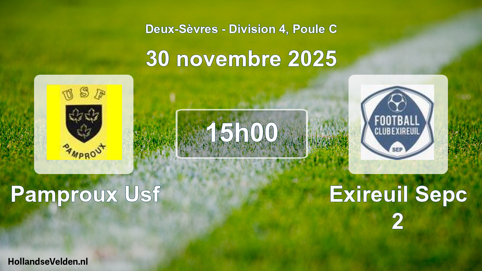Geplande wedstrijd: Pamproux Usf - Exireuil Sepc 2 (30 november 2025)