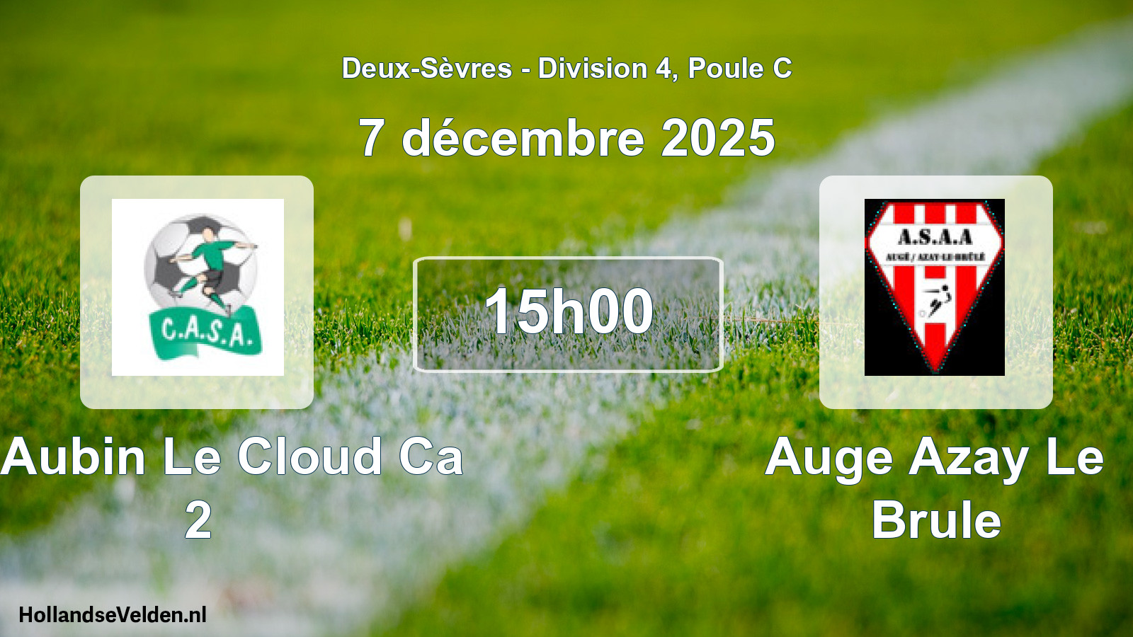 Geplande wedstrijd: St Aubin Le Cloud Ca 2 - Auge Azay Le Brule (7 décembre 2025)