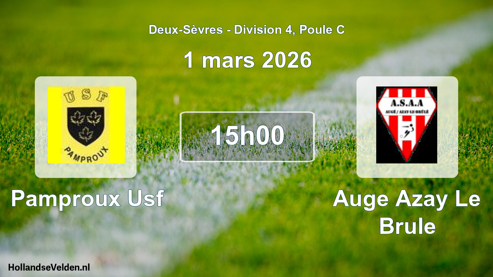 Geplande wedstrijd: Pamproux Usf - Auge Azay Le Brule (1 mars 2026)