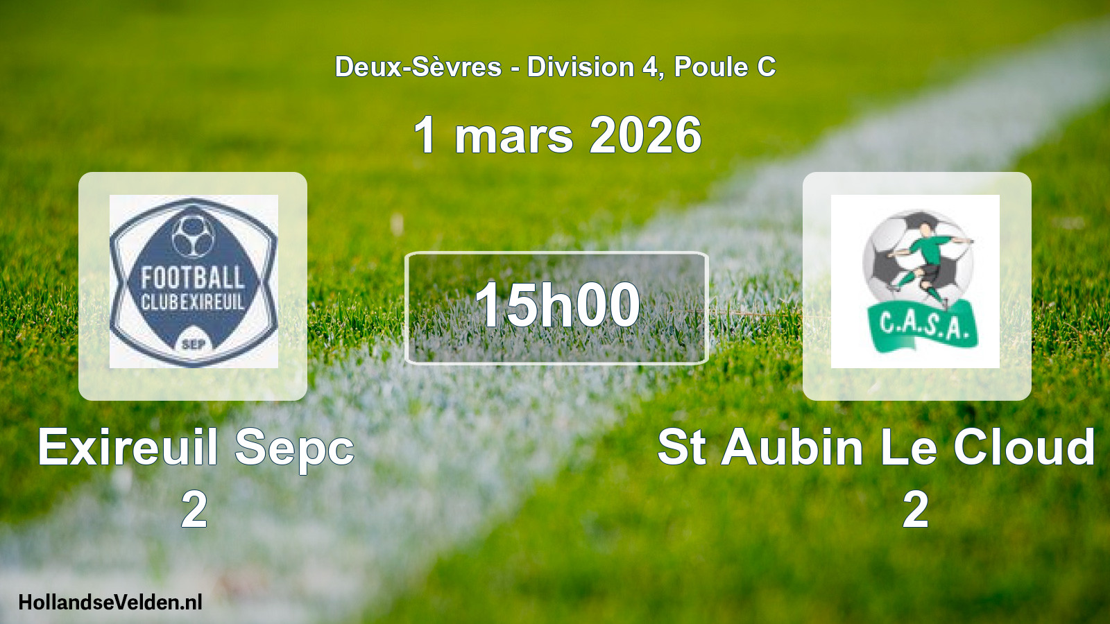 Geplande wedstrijd: Exireuil Sepc 2 - St Aubin Le Cloud Ca 2 (1 mars 2026)