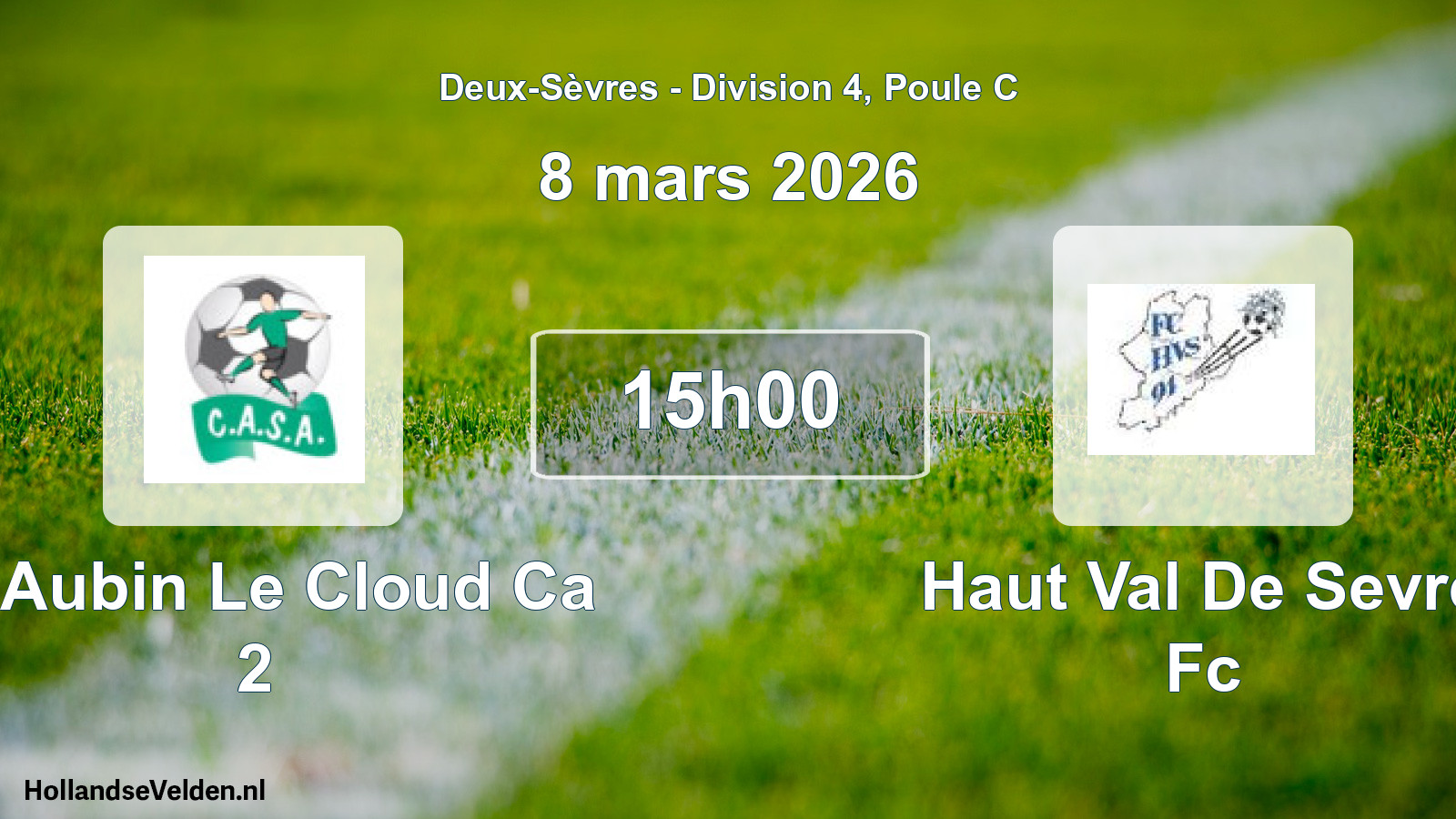 Geplande wedstrijd: St Aubin Le Cloud Ca 2 - Haut Val De Sevre Fc (8 maart 2026)