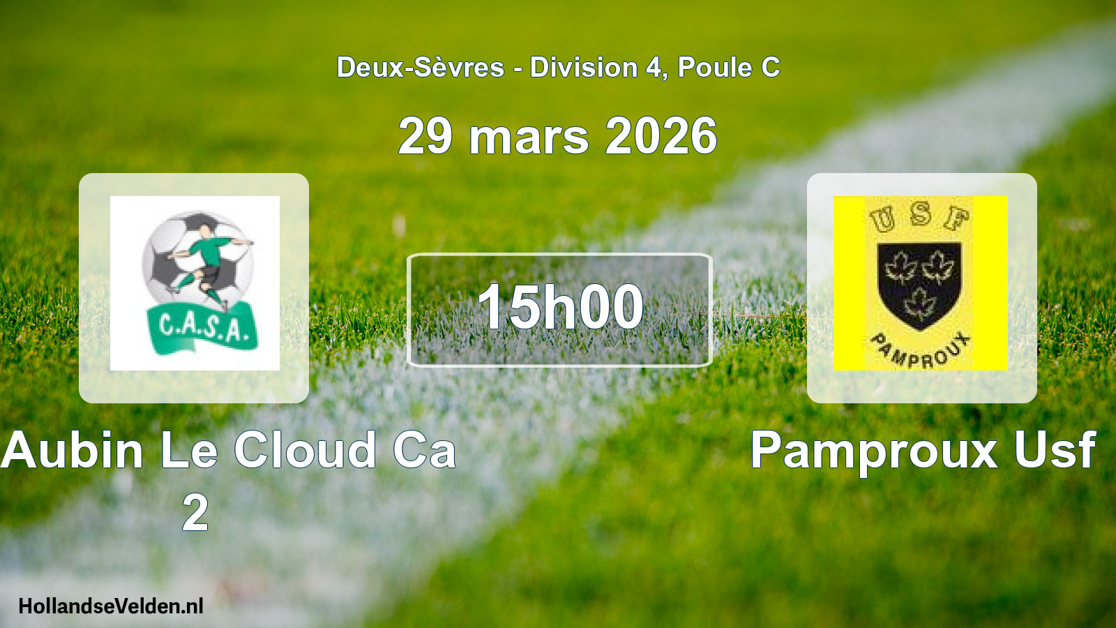 Geplande wedstrijd: St Aubin Le Cloud Ca 2 - Pamproux Usf (29 maart 2026)