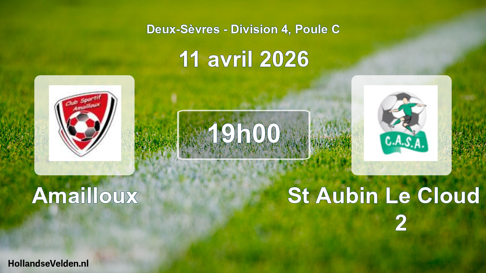 Geplande wedstrijd: Amailloux - St Aubin Le Cloud Ca 2 (11 avril 2026)