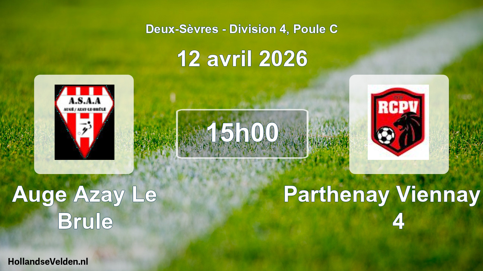 Geplande wedstrijd: Auge Azay Le Brule - Parthenay Viennay Rc 4 (12 april 2026)