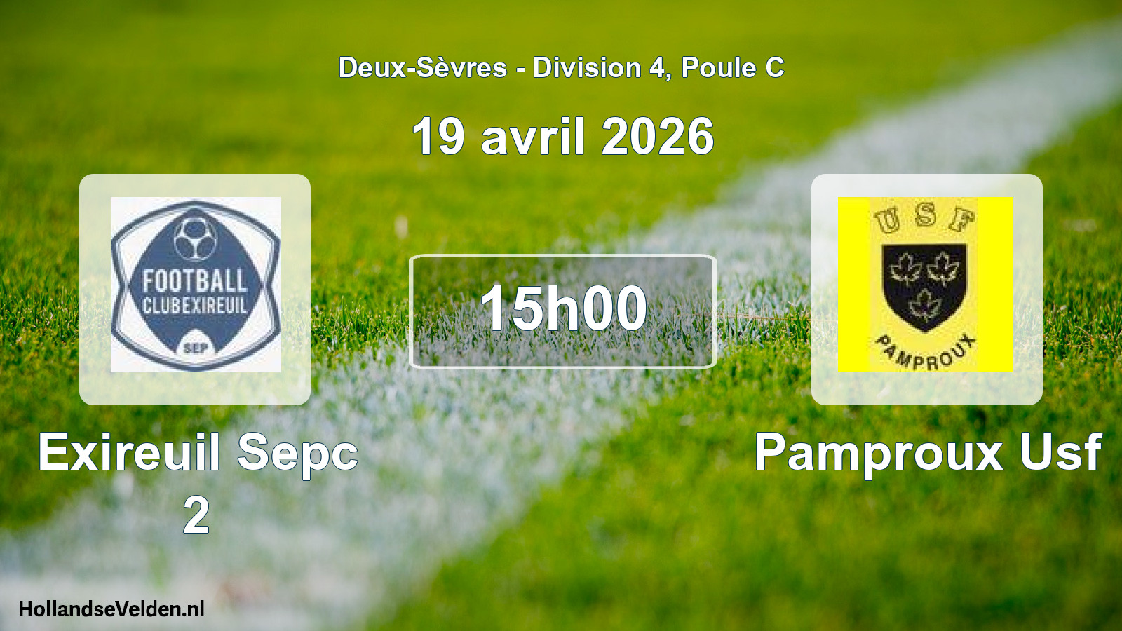 Geplande wedstrijd: Exireuil Sepc 2 - Pamproux Usf (19 april 2026)