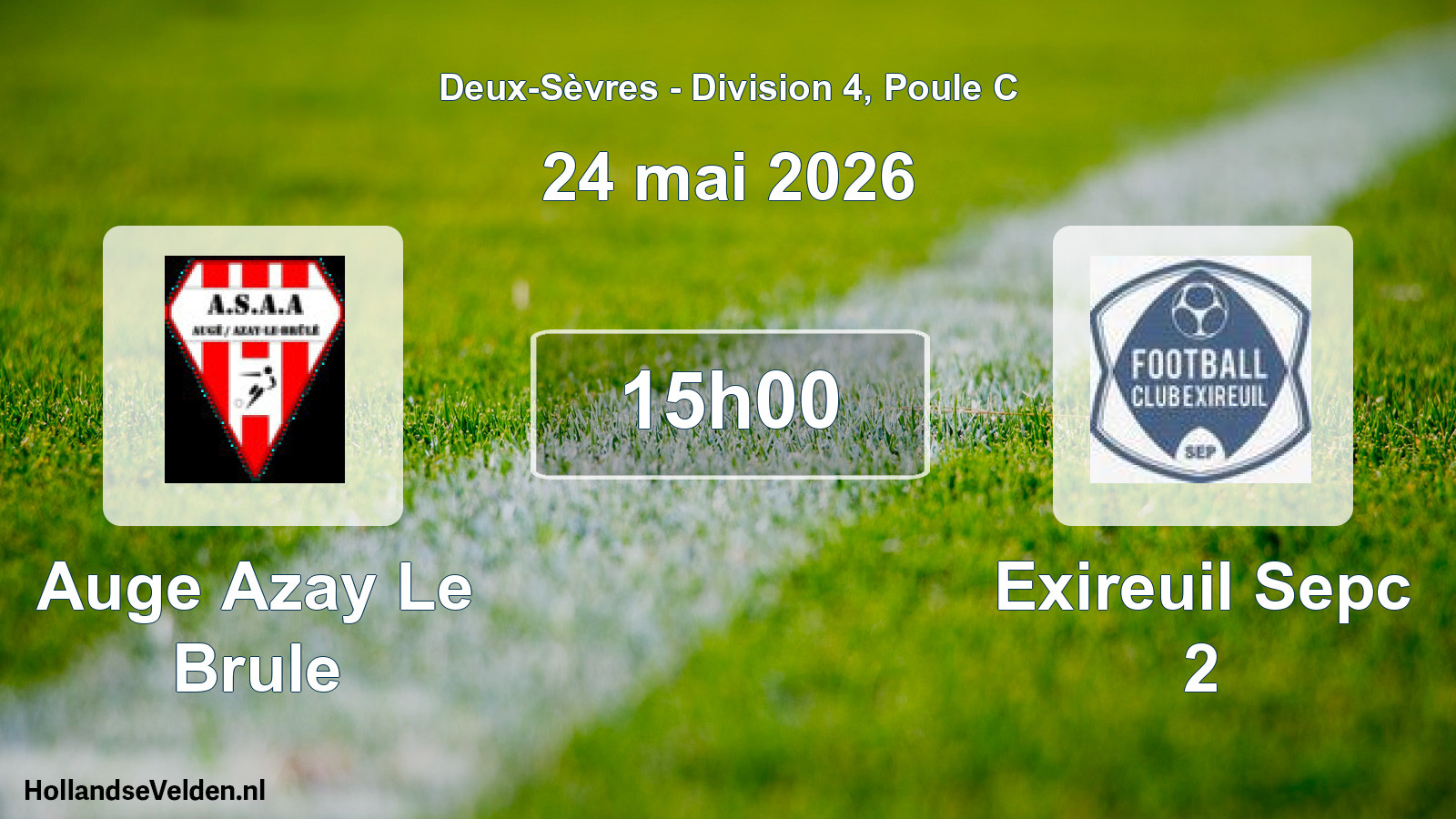 Geplande wedstrijd: Auge Azay Le Brule - Exireuil Sepc 2 (24 mai 2026)