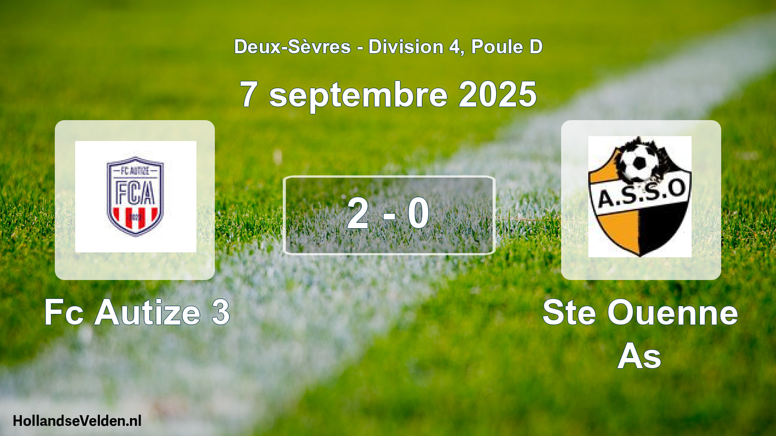 Gespeelde wedstrijd: Fc Autize 3 - Ste Ouenne As 2 - 0 (7 september 2025)