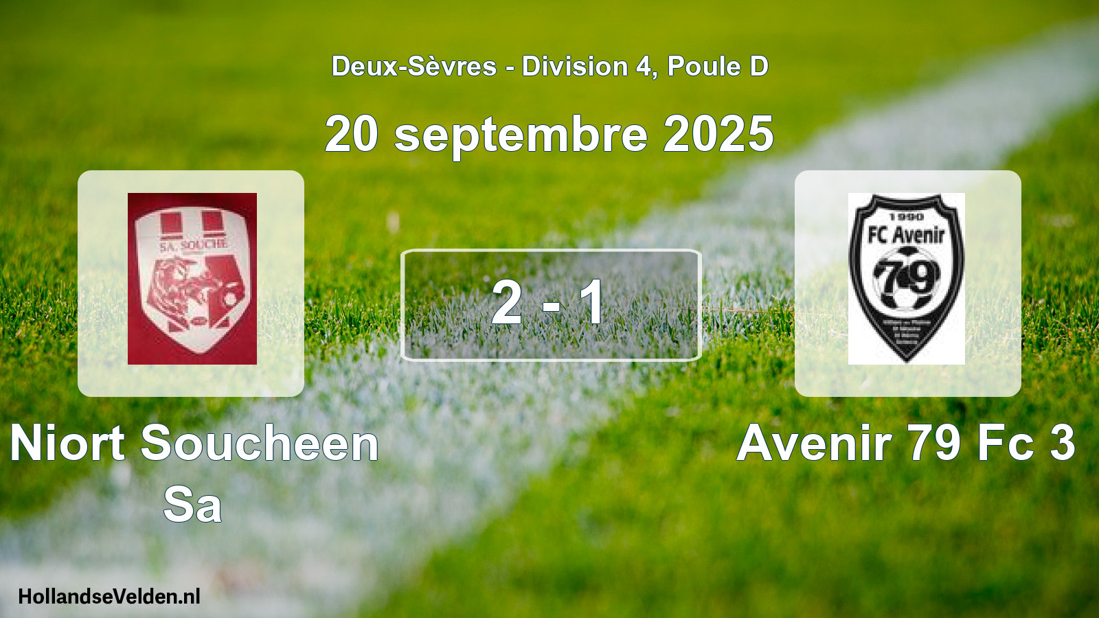 Gespeelde wedstrijd: Niort Soucheen Sa - Avenir 79 Fc 3 2 - 1 (20 septembre 2025)