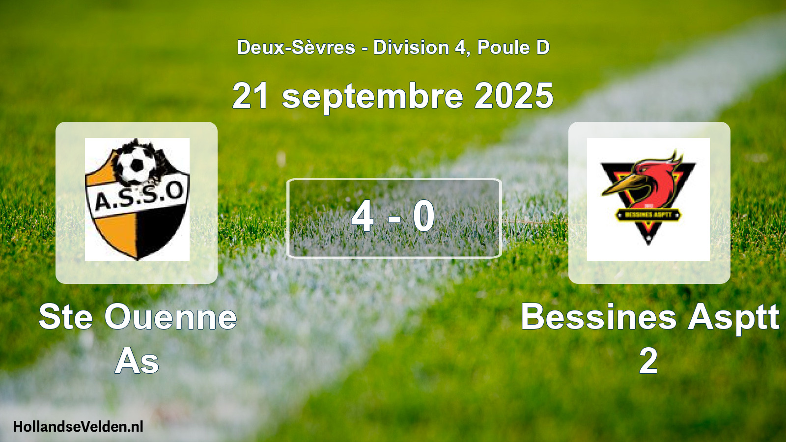 Gespeelde wedstrijd: Ste Ouenne As - Bessines Asptt 2 4 - 0 (21 septembre 2025)