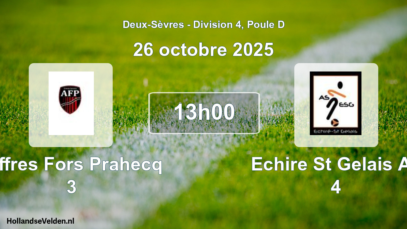 Geplande wedstrijd: Aiffres Fors Prahecq 3 - Echire St Gelais As 4 (26 octobre 2025)