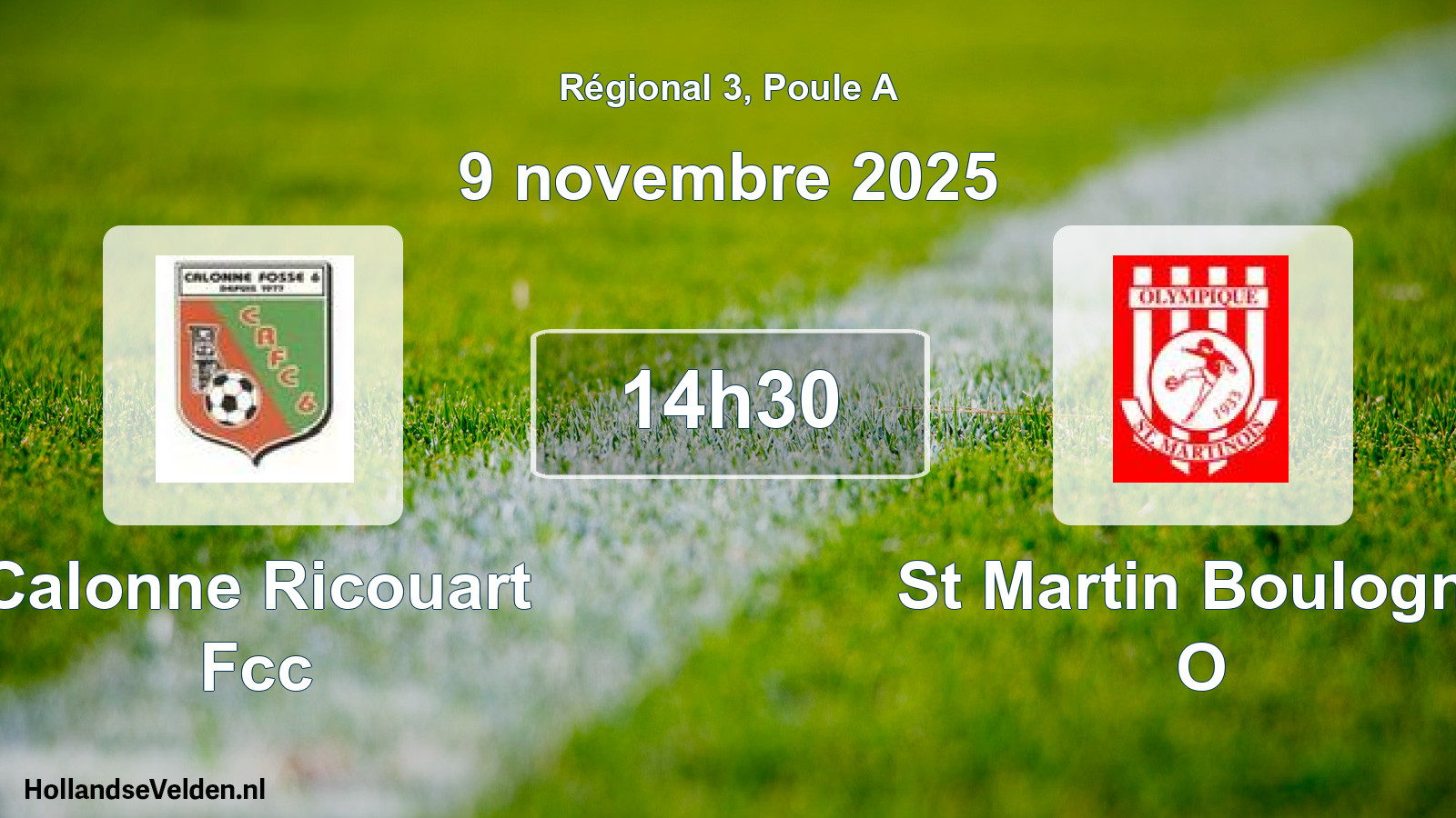 Geplande wedstrijd: Calonne Ricouart Fcc - St Martin Boulogne O (9 novembre 2025)