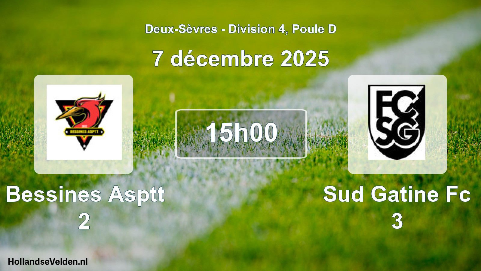 Geplande wedstrijd: Bessines Asptt 2 - Sud Gatine Fc 3 (7 décembre 2025)