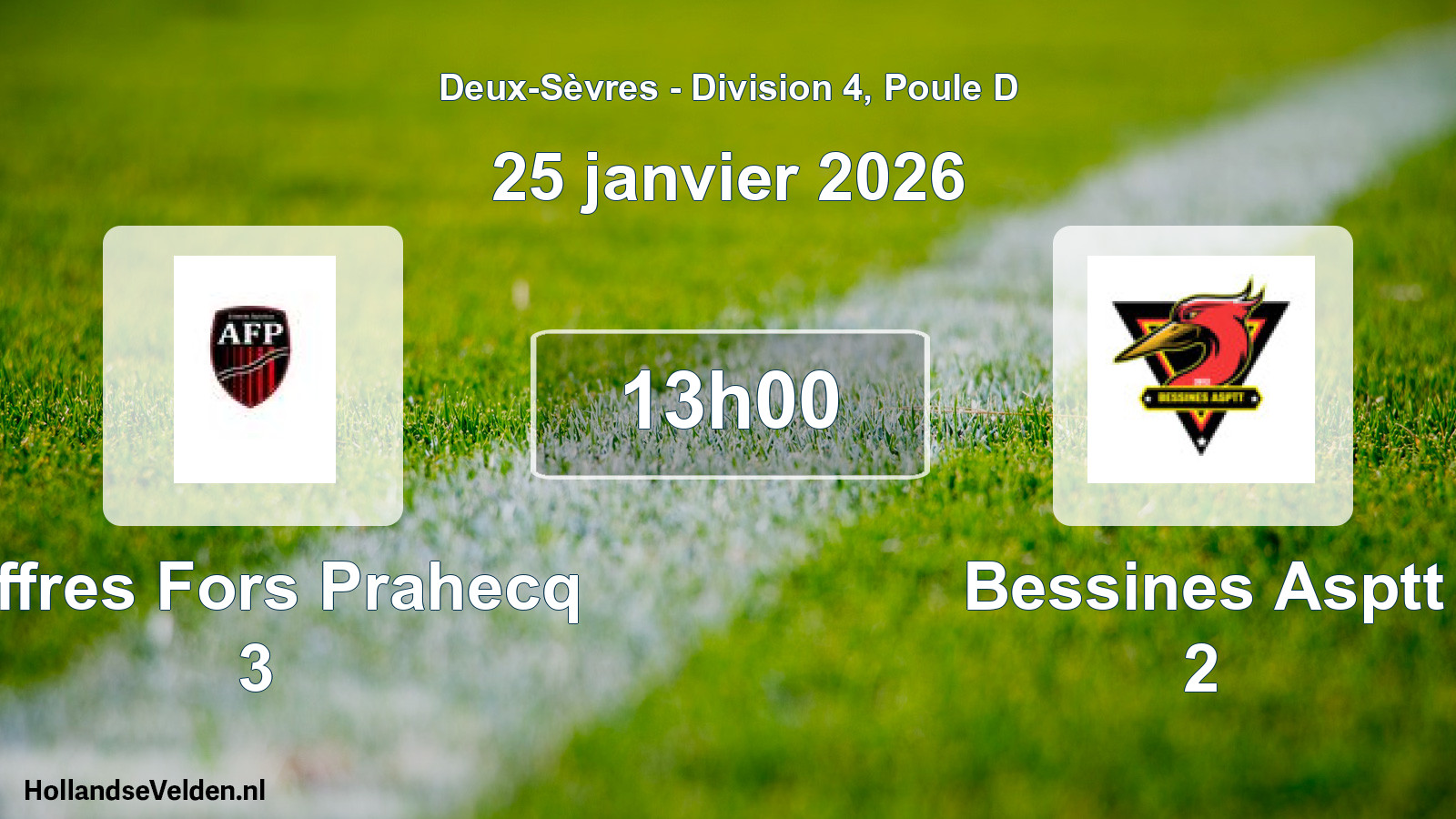 Geplande wedstrijd: Aiffres Fors Prahecq 3 - Bessines Asptt 2 (25 januari 2026)