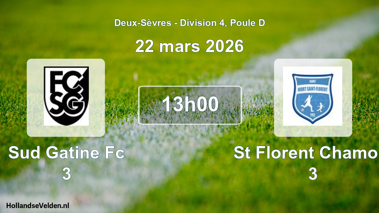 Geplande wedstrijd: Sud Gatine Fc 3 - St Florent Chamois 3 (22 mars 2026)