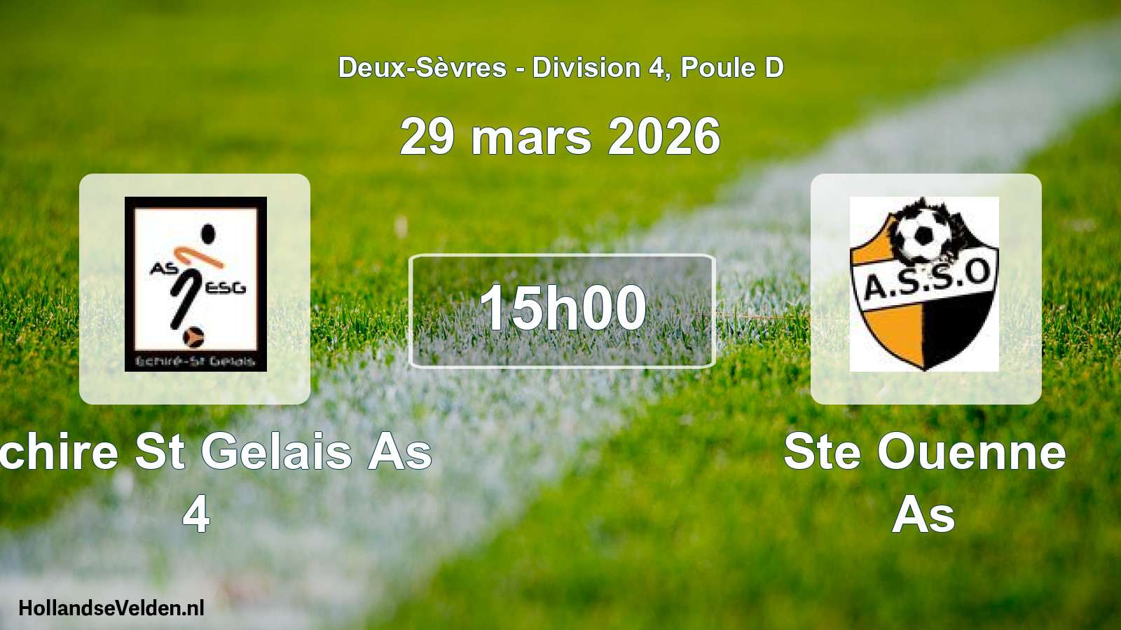 Geplande wedstrijd: Echire St Gelais As 4 - Ste Ouenne As (29 mars 2026)