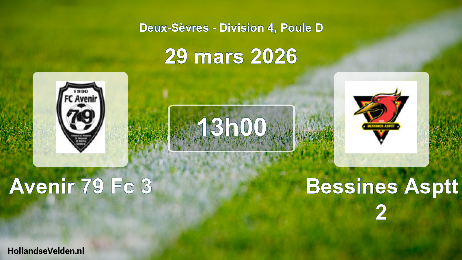 Geplande wedstrijd: Avenir 79 Fc 3 - Bessines Asptt 2 (29 mars 2026)