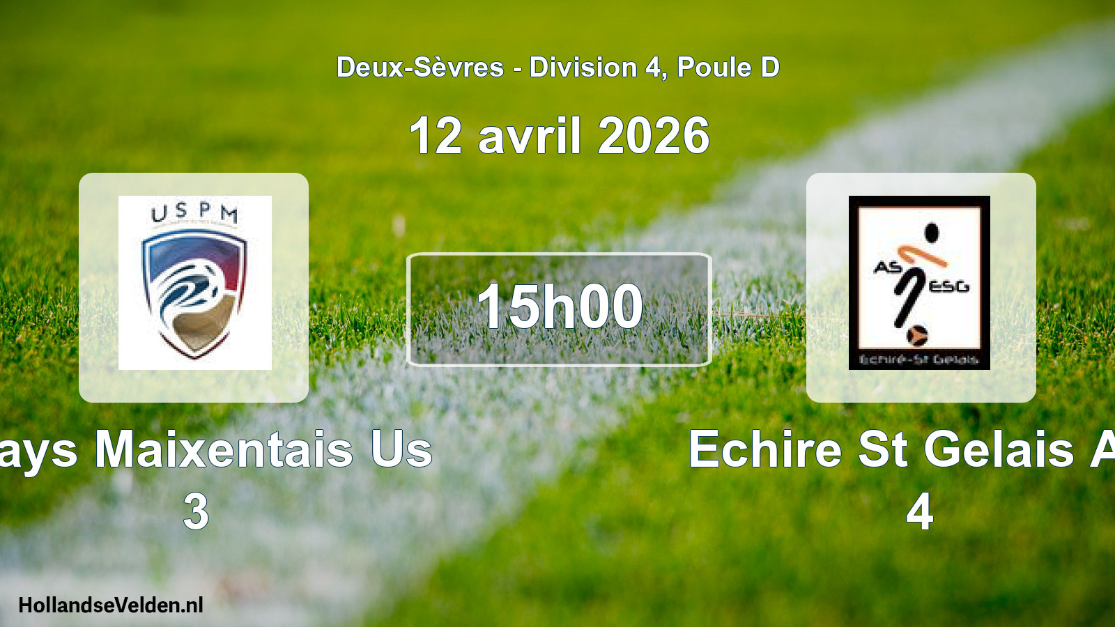 Geplande wedstrijd: Pays Maixentais Us 3 - Echire St Gelais As 4 (12 avril 2026)
