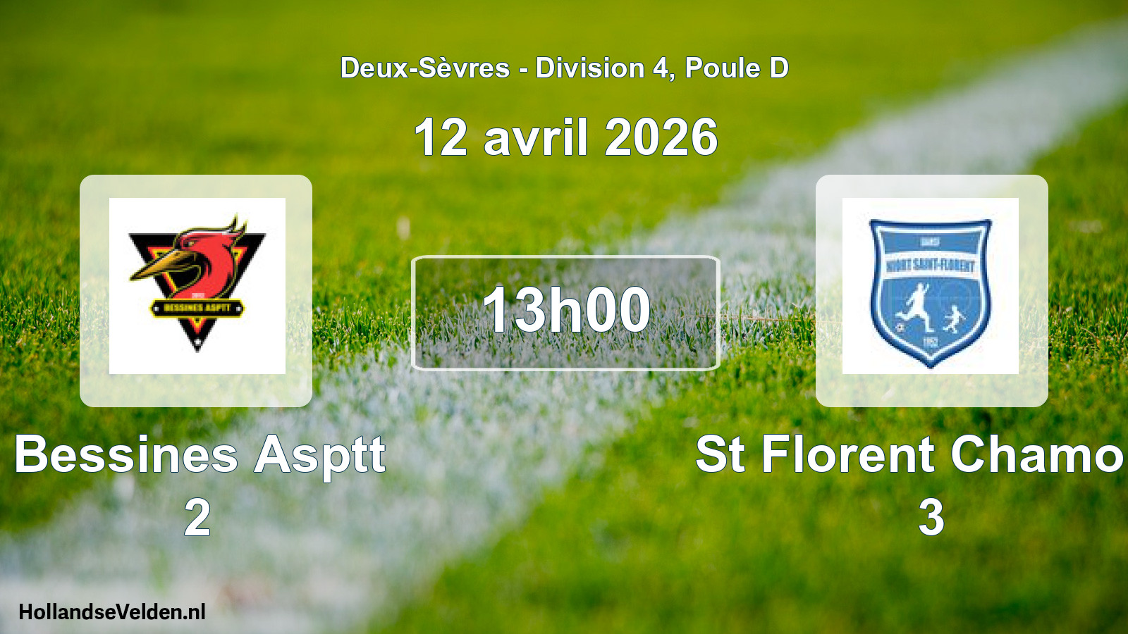 Geplande wedstrijd: Bessines Asptt 2 - St Florent Chamois 3 (12 avril 2026)