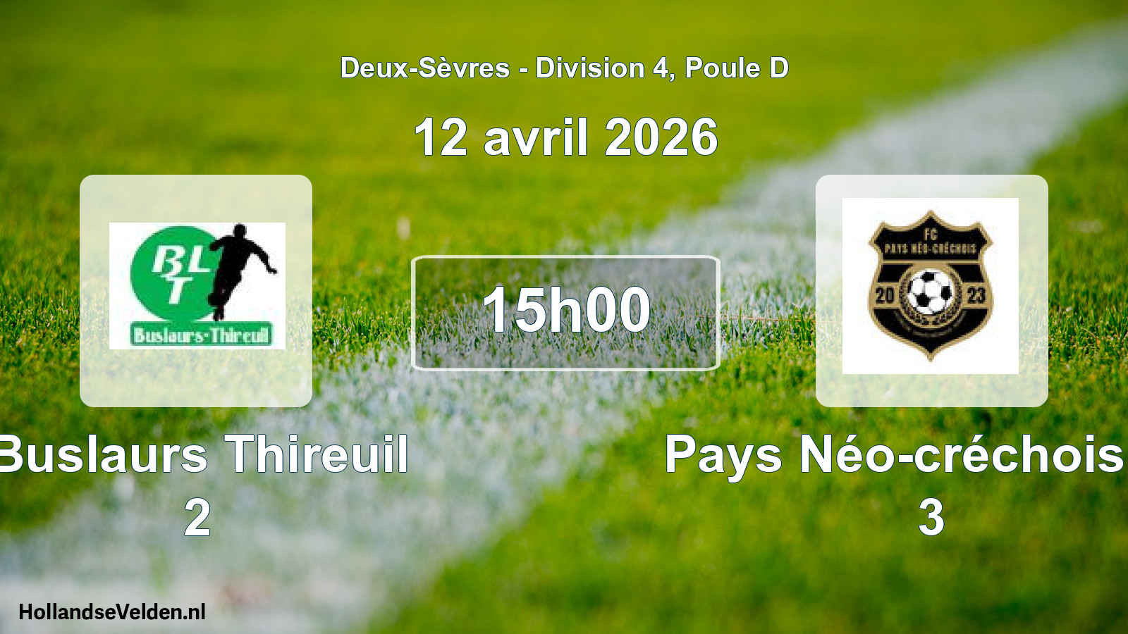 Geplande wedstrijd: Buslaurs Thireuil 2 - Pays Néo-créchois Fc 3 (12 avril 2026)
