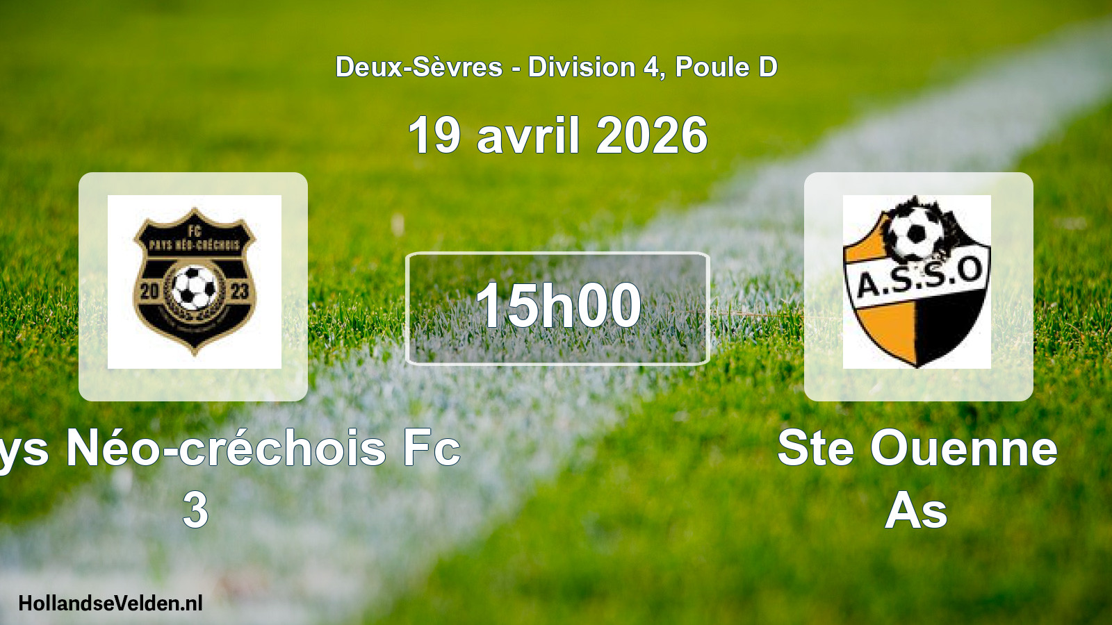 Geplande wedstrijd: Pays Néo-créchois Fc 3 - Ste Ouenne As (19 avril 2026)