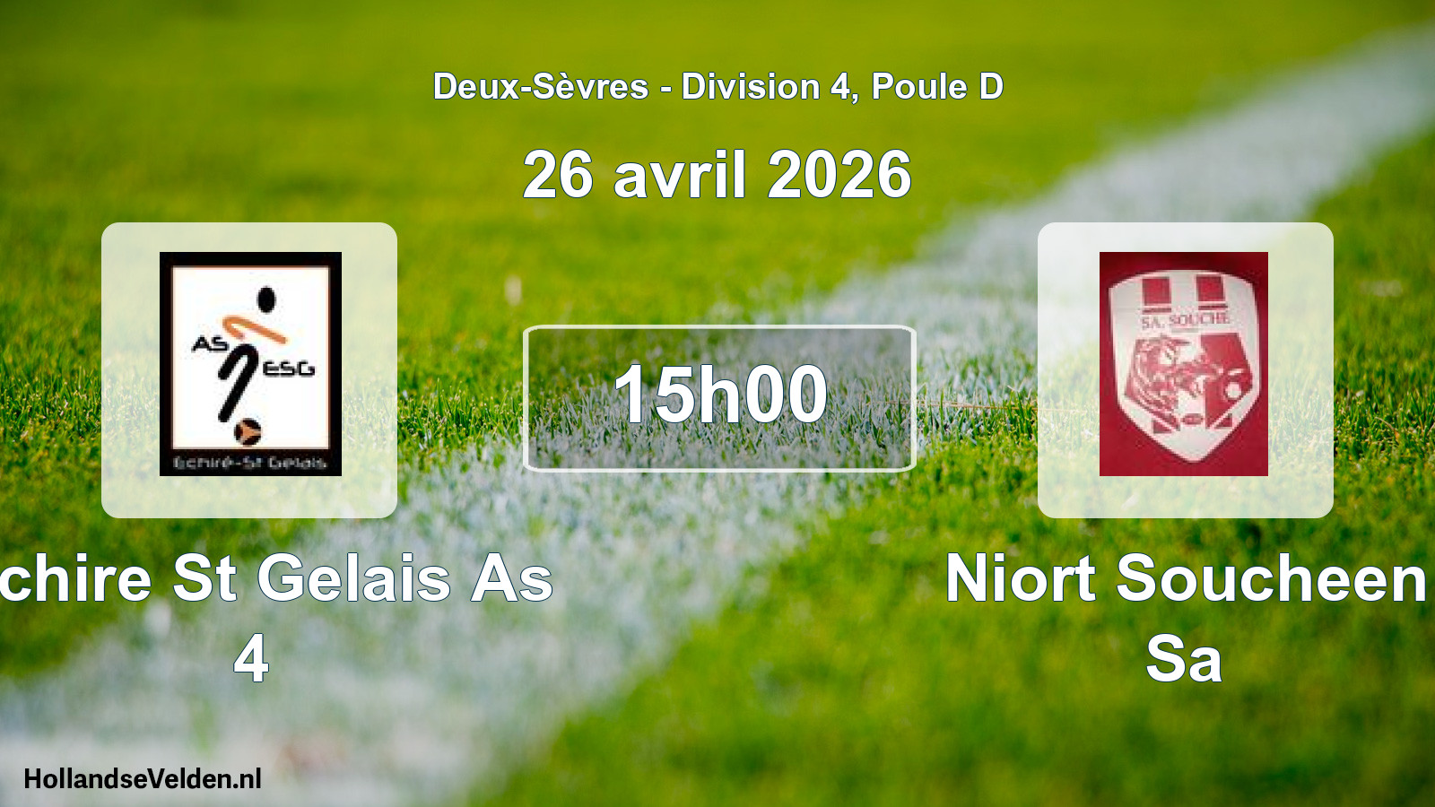Geplande wedstrijd: Echire St Gelais As 4 - Niort Soucheen Sa (26 april 2026)