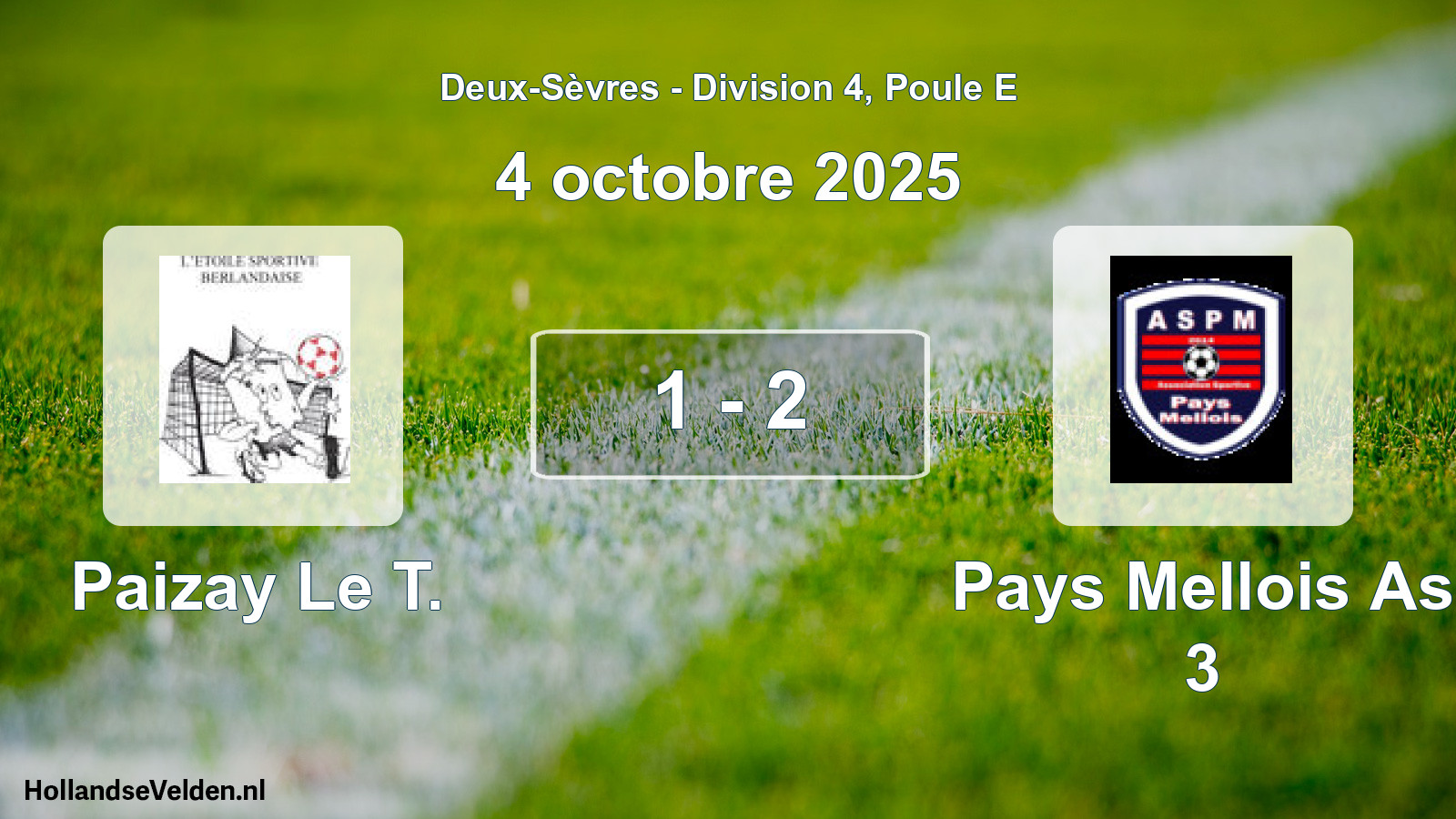 Gespeelde wedstrijd: Paizay Le T. - Pays Mellois As 3 1 - 2 (4 octobre 2025)