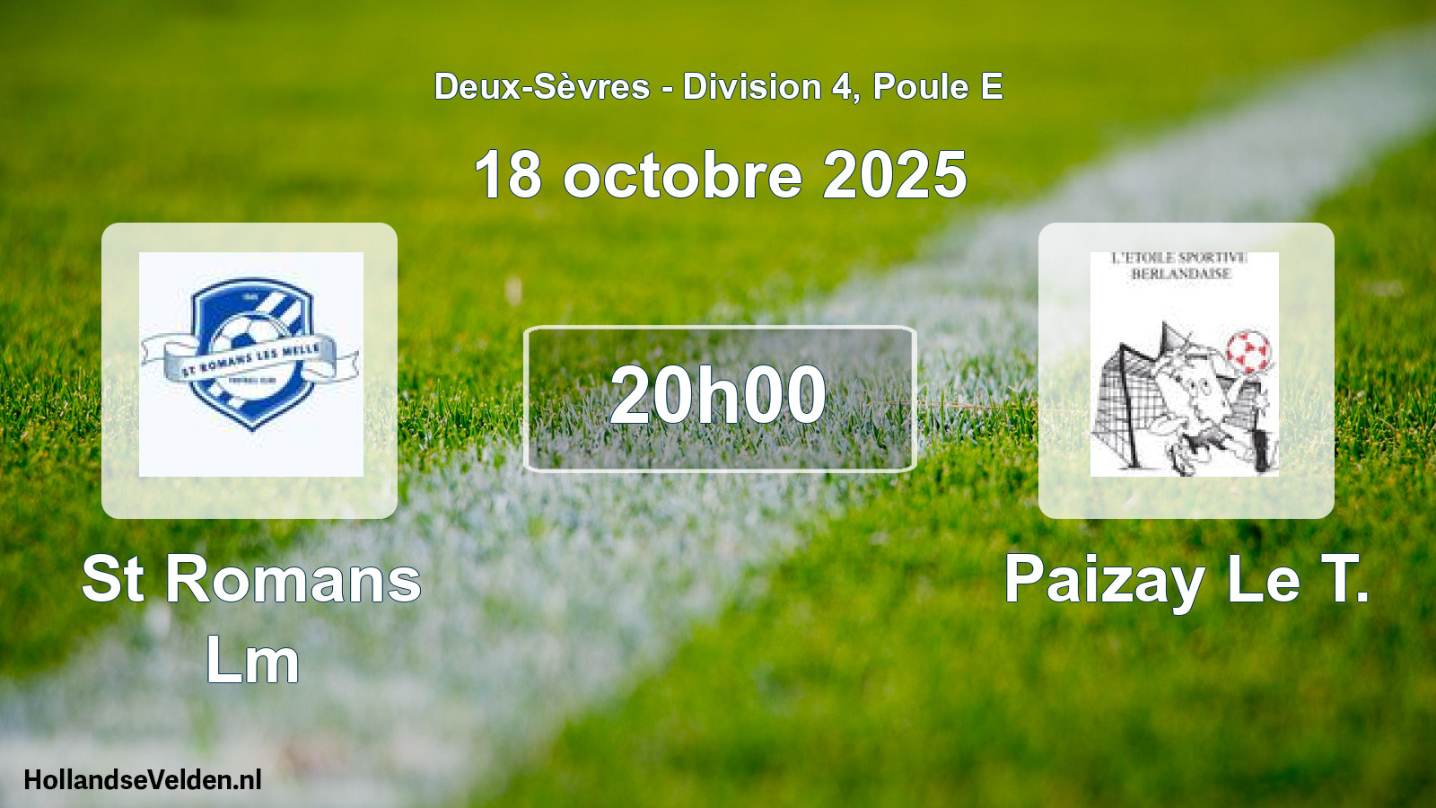 Geplande wedstrijd: St Romans Lm - Paizay Le T. (18 octobre 2025)