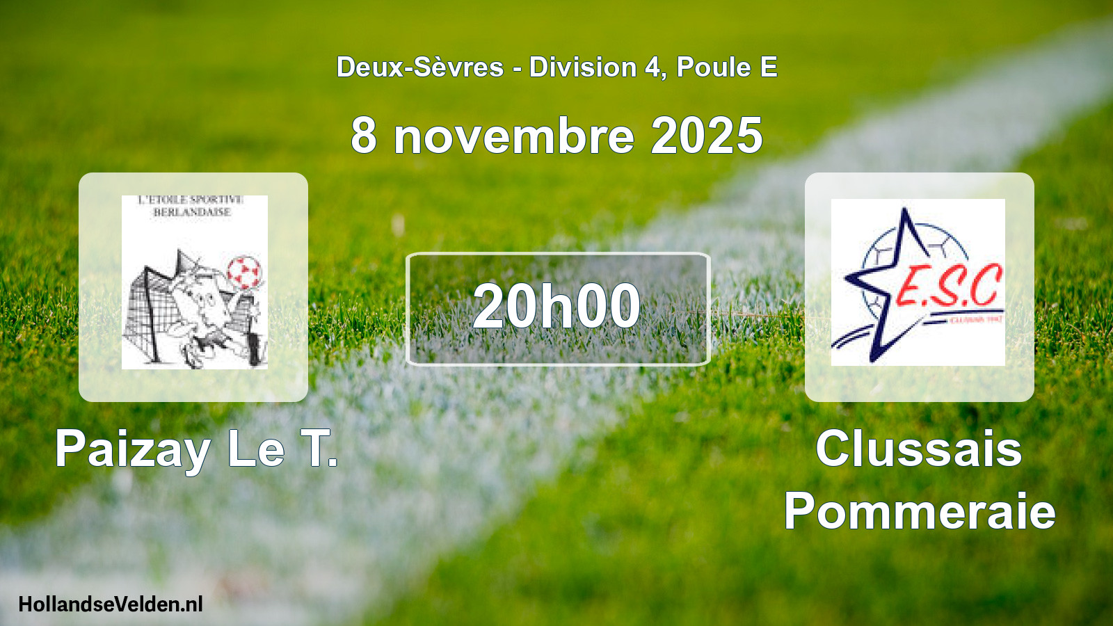 Geplande wedstrijd: Paizay Le T. - Clussais Pommeraie (8 novembre 2025)