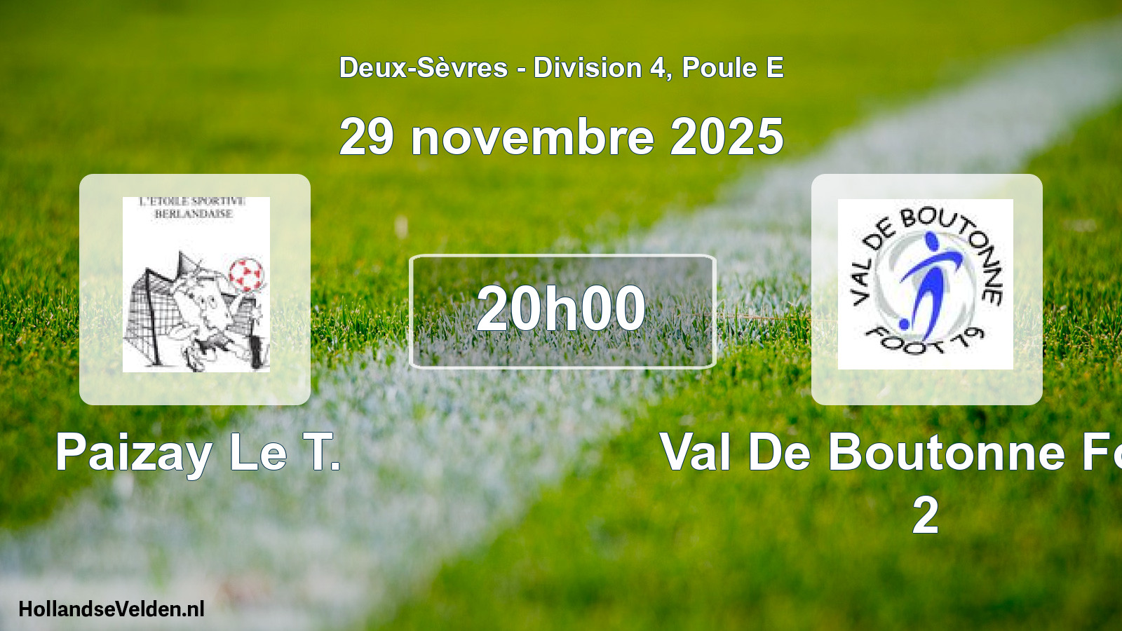 Geplande wedstrijd: Paizay Le T. - Val De Boutonne Foot 2 (29 novembre 2025)