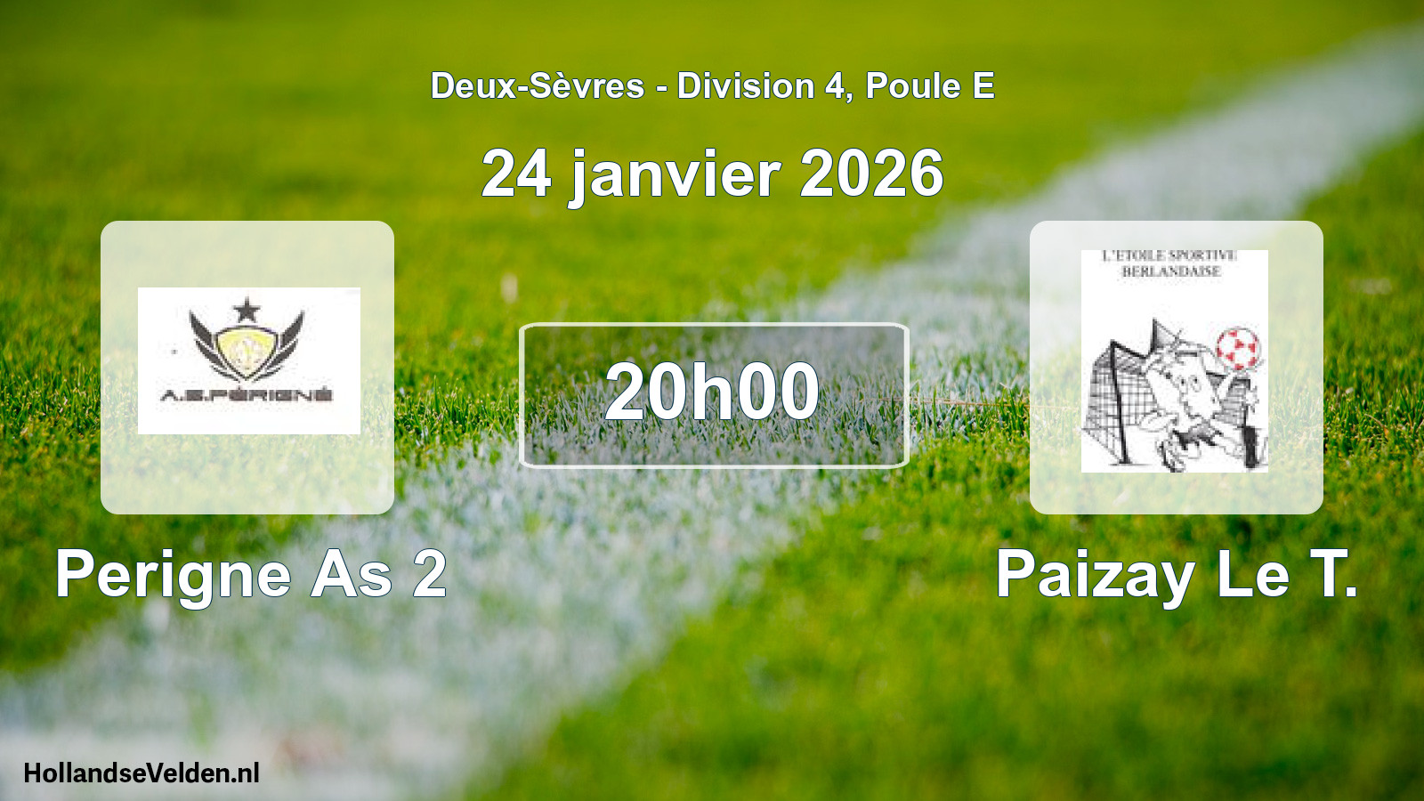 Geplande wedstrijd: Perigne As 2 - Paizay Le T. (24 janvier 2026)