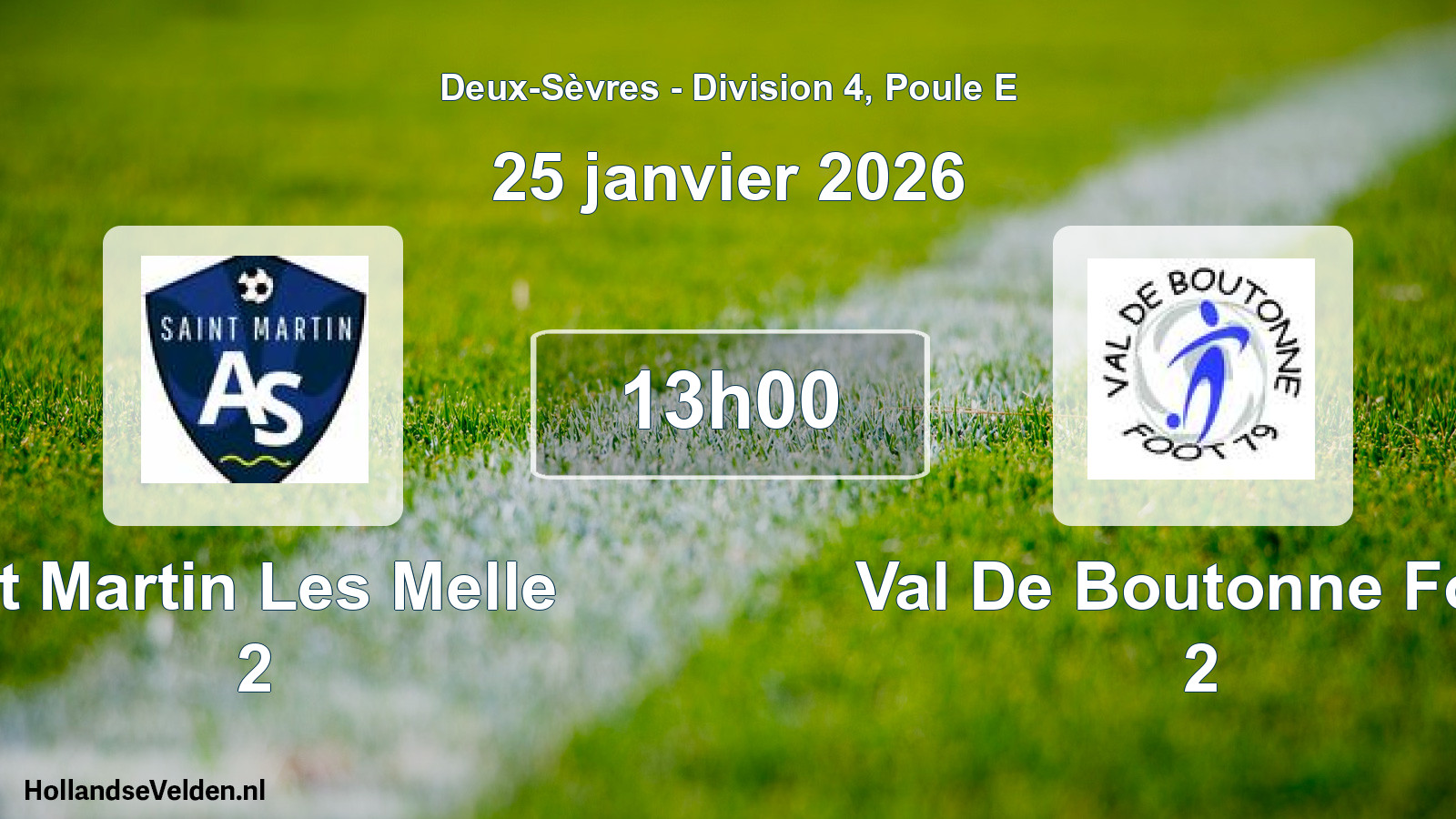 Geplande wedstrijd: St Martin Les Melle 2 - Val De Boutonne Foot 2 (25 janvier 2026)