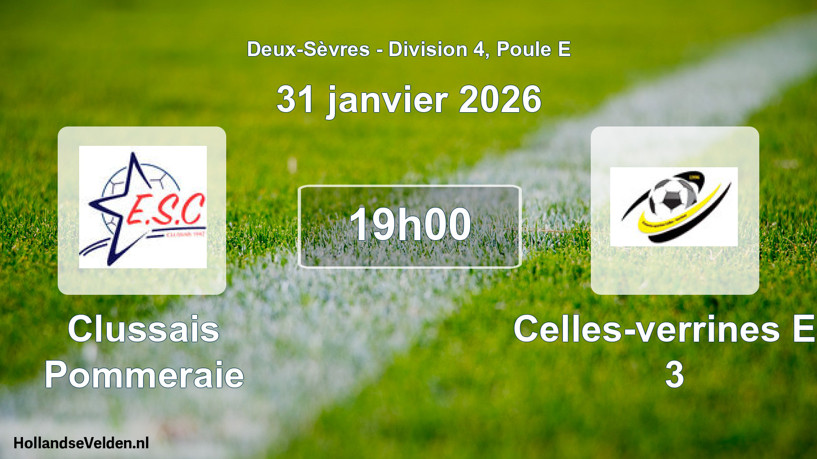 Geplande wedstrijd: Clussais Pommeraie - Celles-verrines Es 3 (31 janvier 2026)