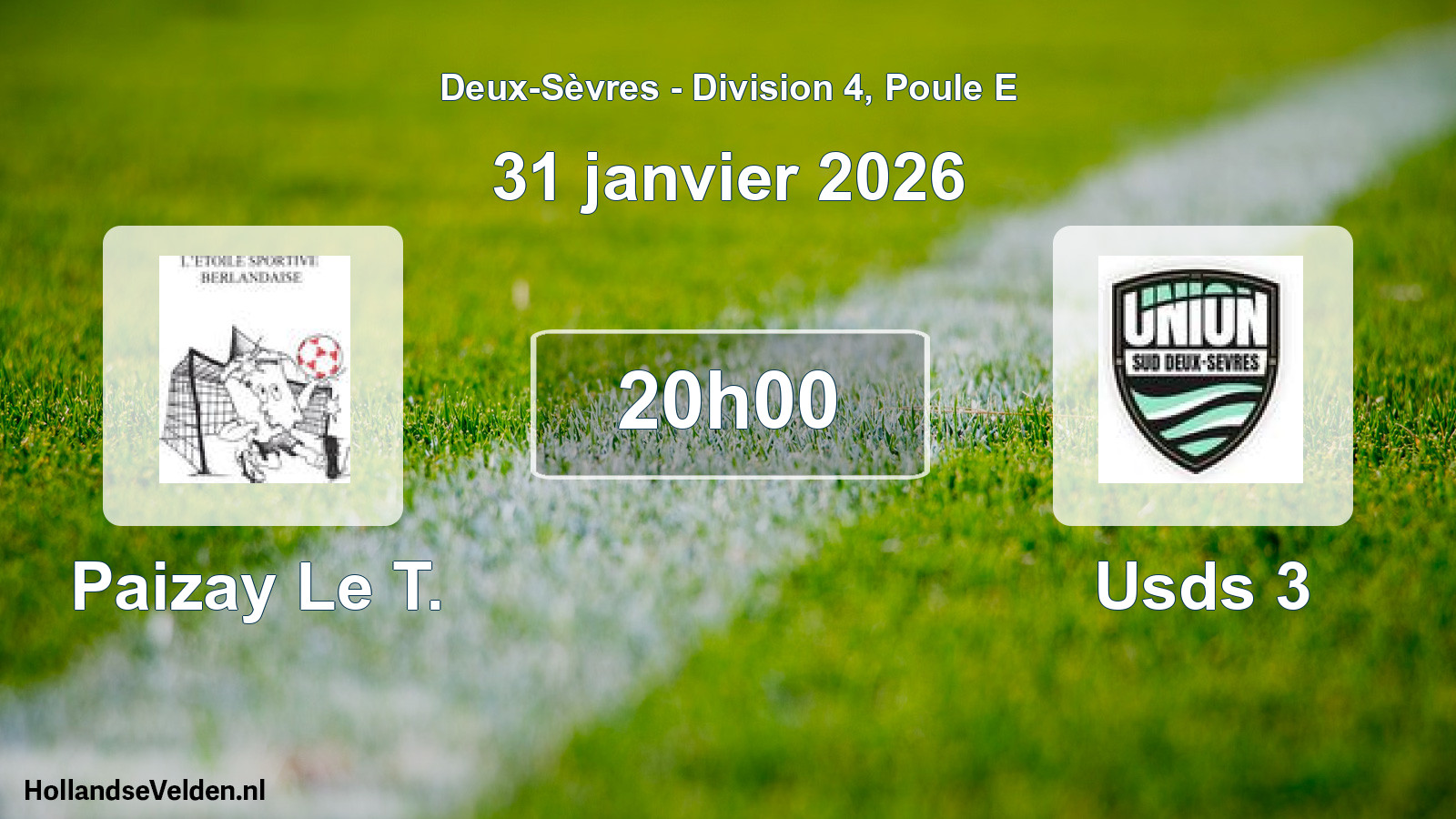 Geplande wedstrijd: Paizay Le T. - Usds 3 (31 janvier 2026)