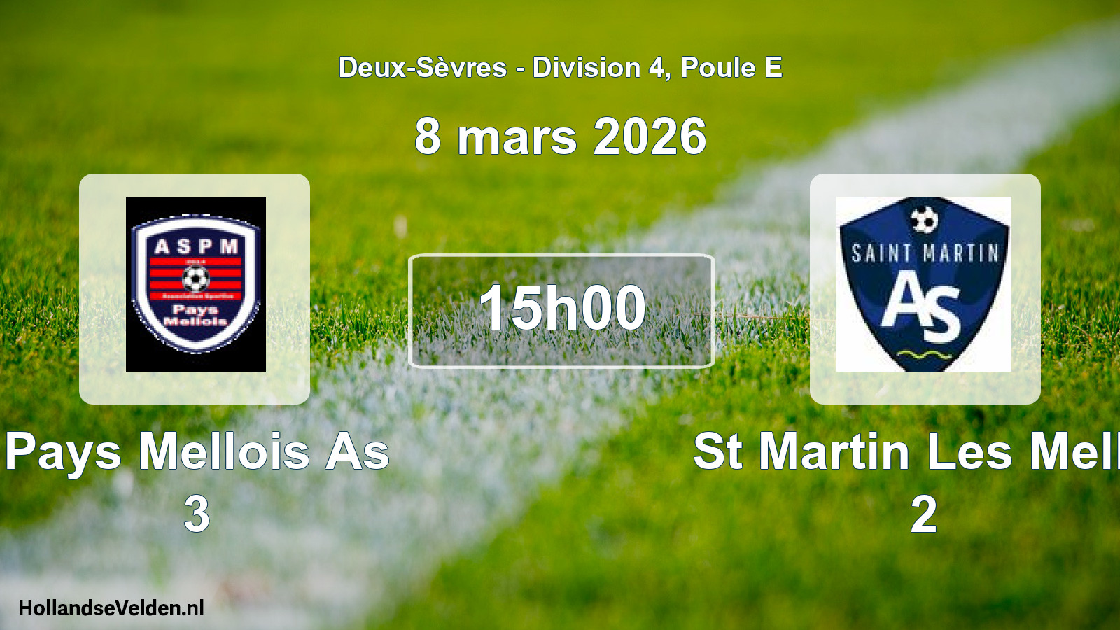 Geplande wedstrijd: Pays Mellois As 3 - St Martin Les Melle 2 (8 mars 2026)