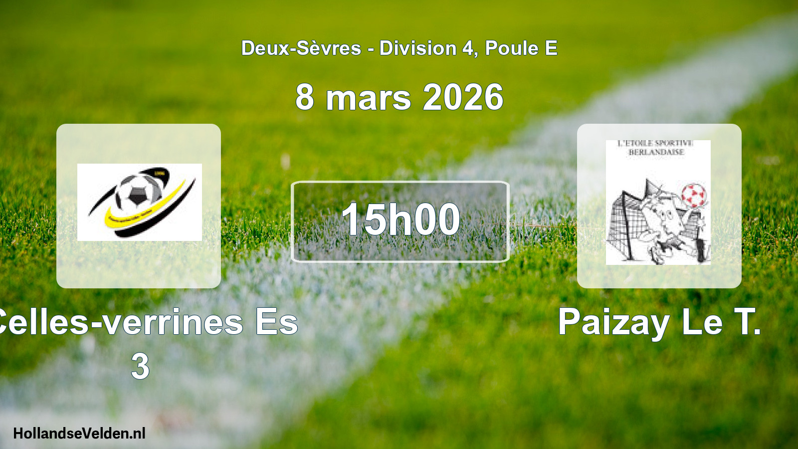 Geplande wedstrijd: Celles-verrines Es 3 - Paizay Le T. (8 mars 2026)