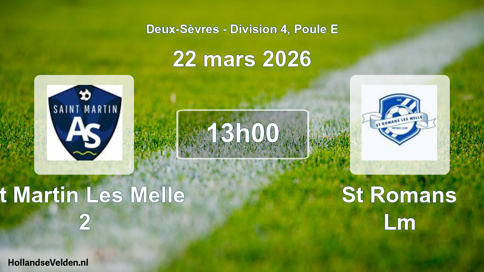 Geplande wedstrijd: St Martin Les Melle 2 - St Romans Lm (22 mars 2026)